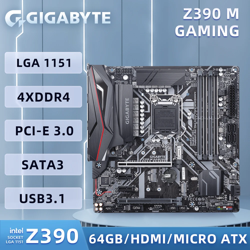 Scheda Madre Da Gioco Gigabyte Z390 M 1151 Ddr4 128Gb Intel Z390 M.2 Crossfirex Cpu Pci-E 3.0 Hdmi Sata3 Usb3.1 Scheda Madre Usata
