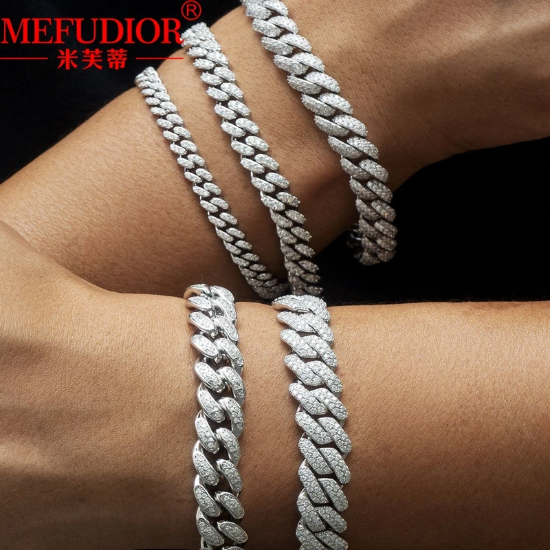 Silver Mens Bracelet Chain 8mm Cuban Link Chain Bracelet Mens 