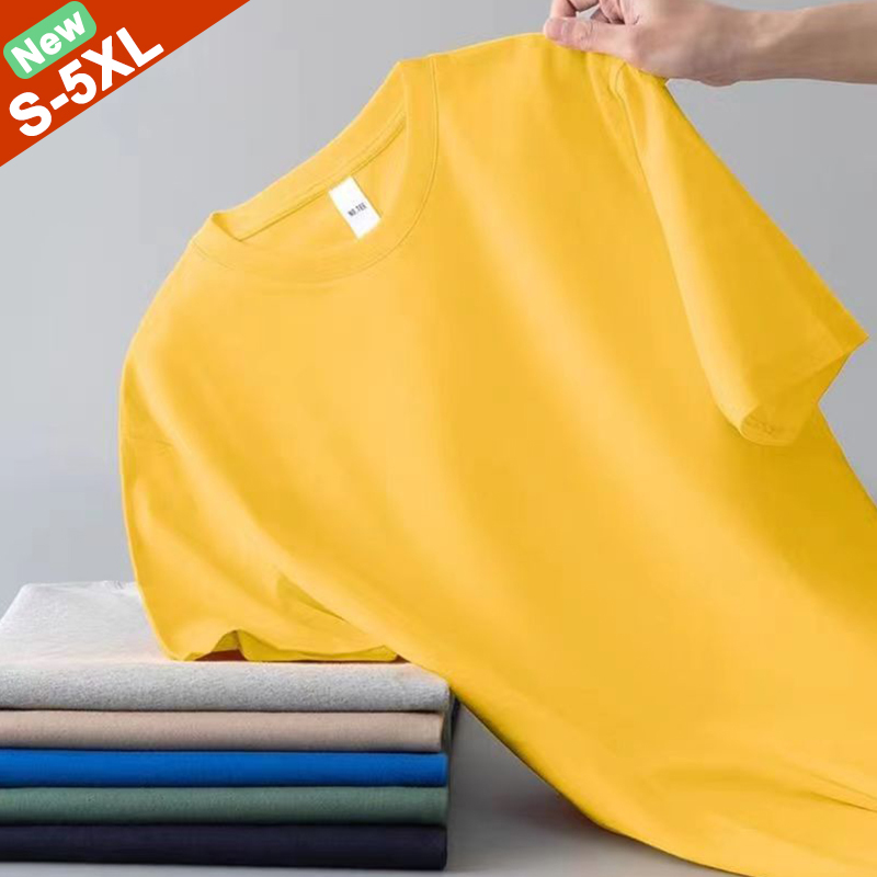 Hot Sale Summer T-Shirts Men Women Cotton Tshirt Male Simple Solid Tee Shirt Children Skin Friendly Plain Tee Tops Regular Fit 