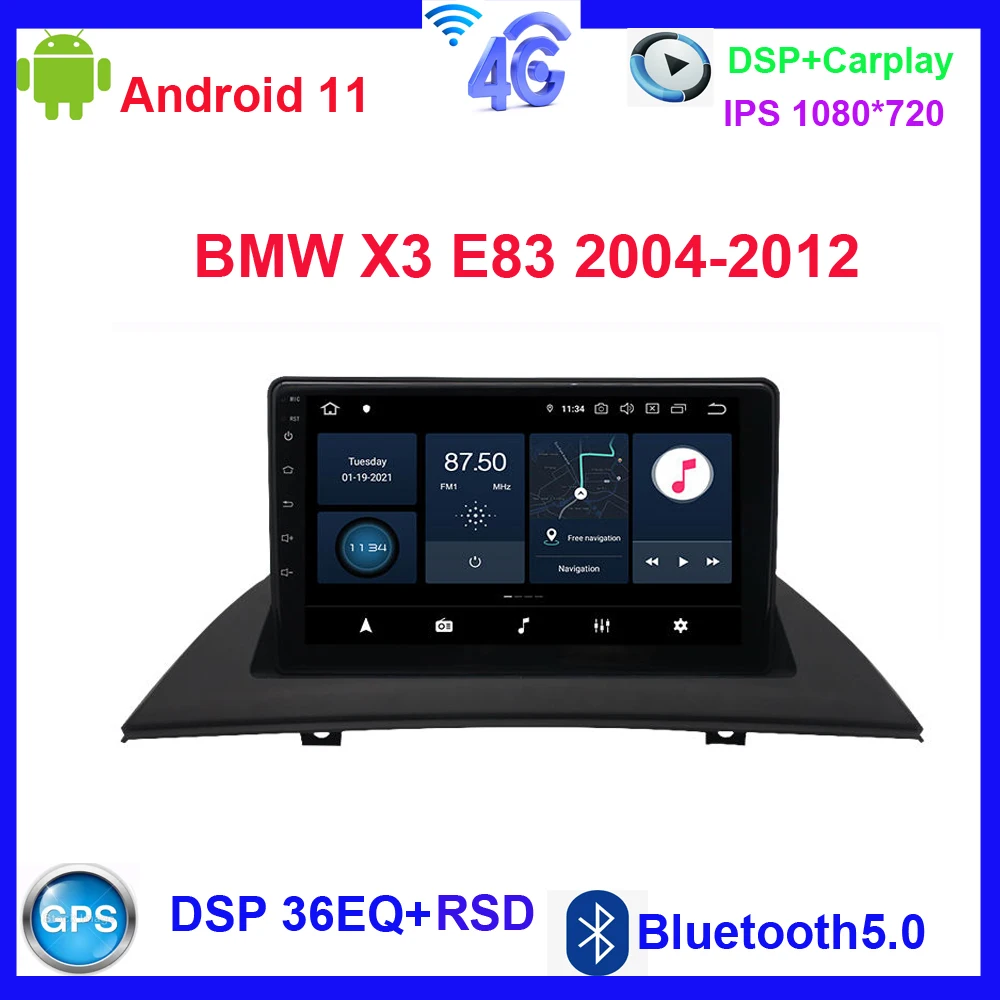 9‘’android11 Android 4g+64g For Bmw X3 E83 2004 2012 Car Multimedia