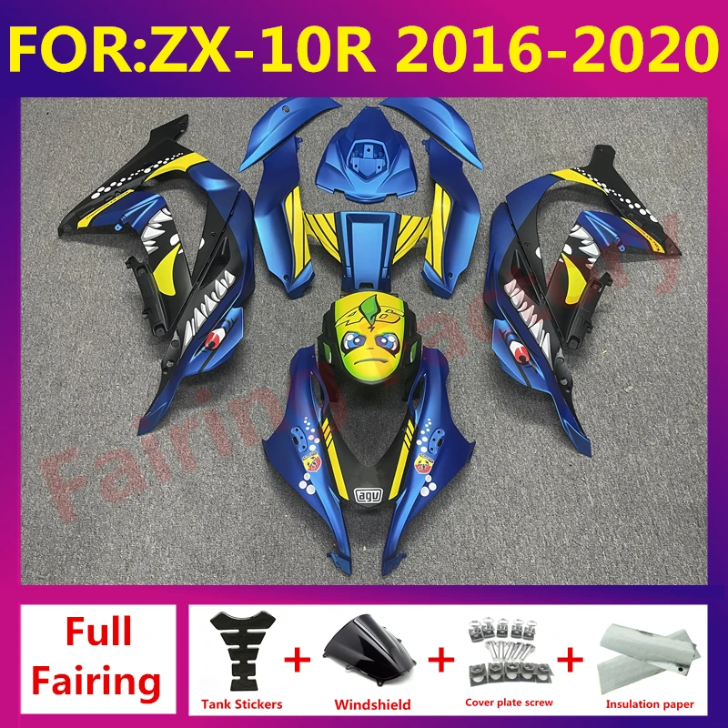 

New ABS Motorcycle Fairings Kit fit for ZX-10R ZX10R zx 10r 2016 2017 2018 2019 2020 Bodywork full fairing zxmt set blue shark
