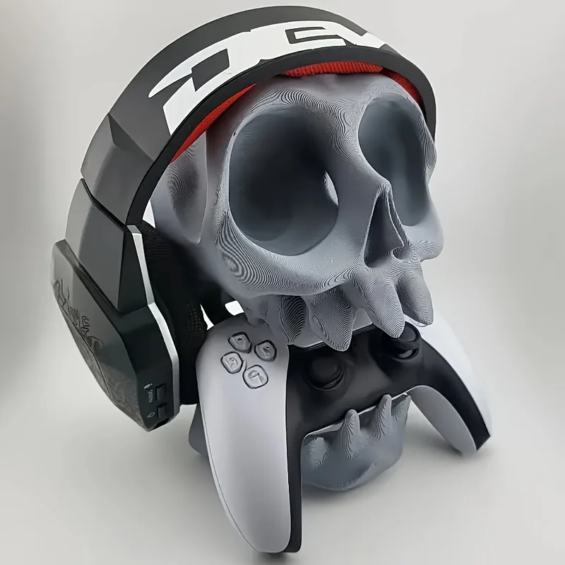 Skull Gaming Stand with Headset and Controller