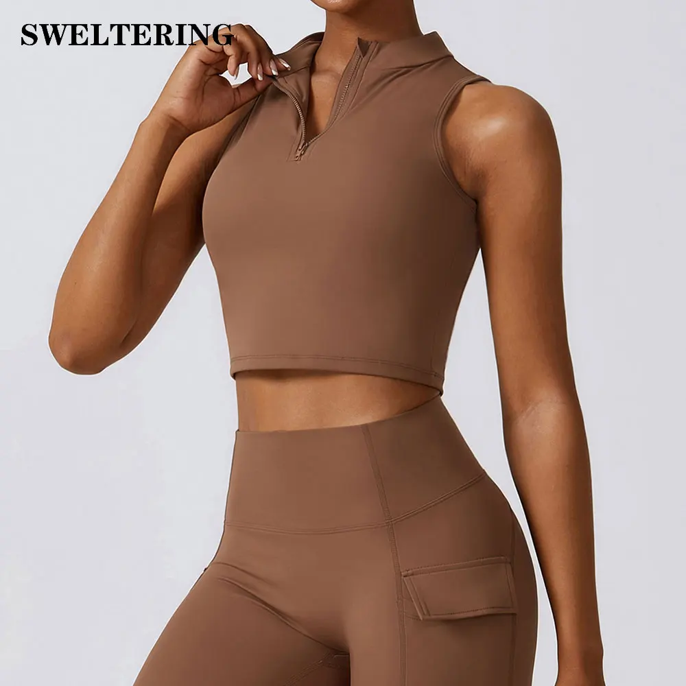 

Спортивная майка на молнии с эффектом пуш-ап, ударопрочный Топ для тренировок и фитнеса, облегающий бюстгальтер для йоги