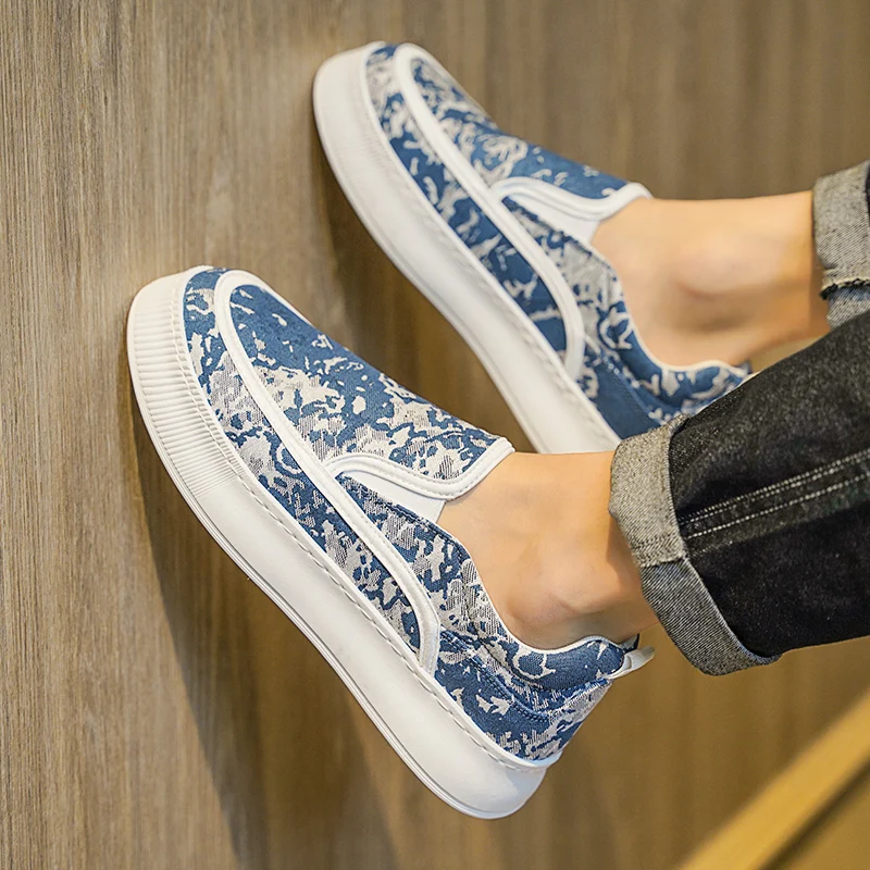 Summer Original Canvas Sneakers Man Comfort Breathable Platform Urban Men's loafers Fashion Design Slip-on Casual Shoes For Men