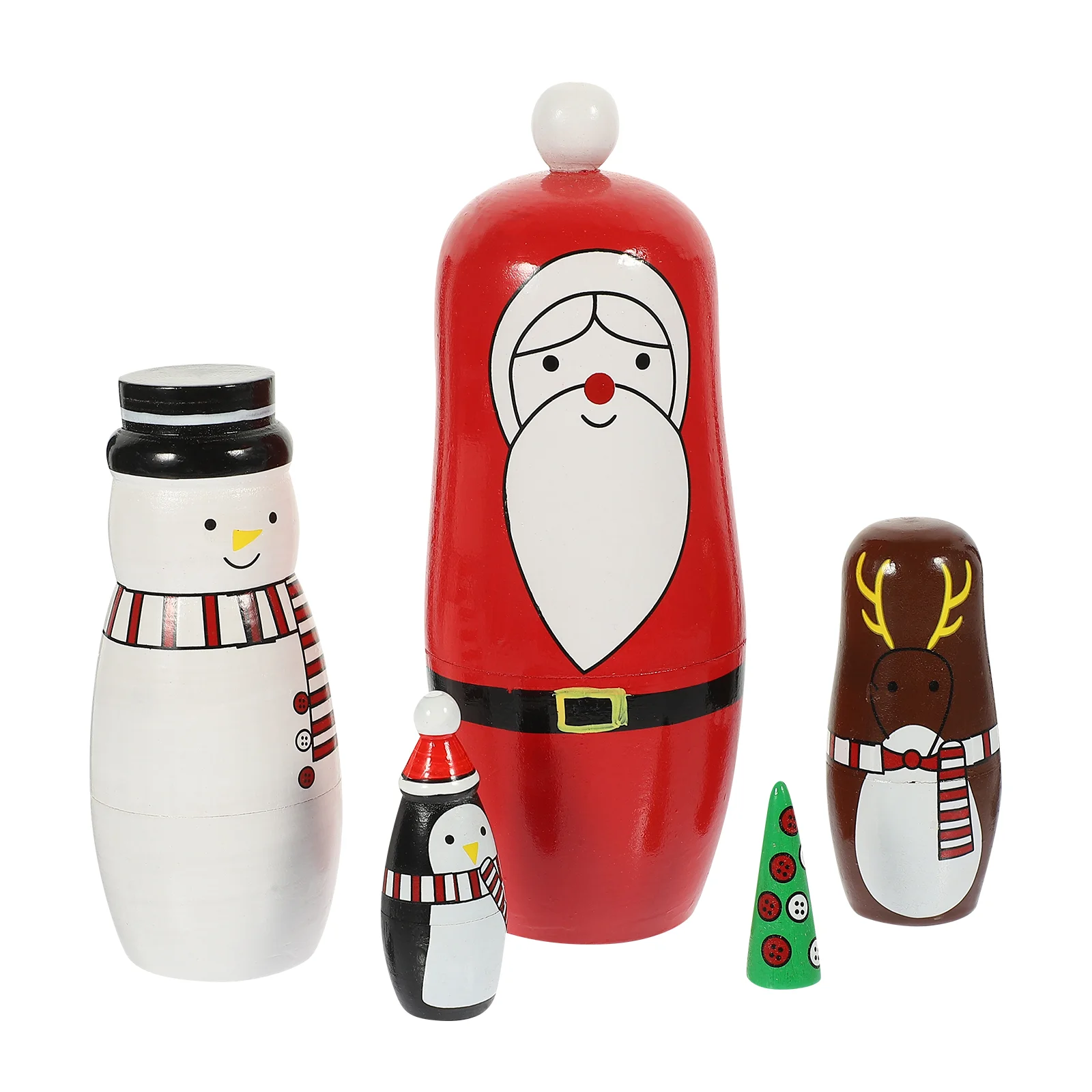 5/6pcs Santa Claus Russian Nesting Dolls Handmade Wooden Matryoshka Christmas Gift Sets Kids Christmas New Year Gift