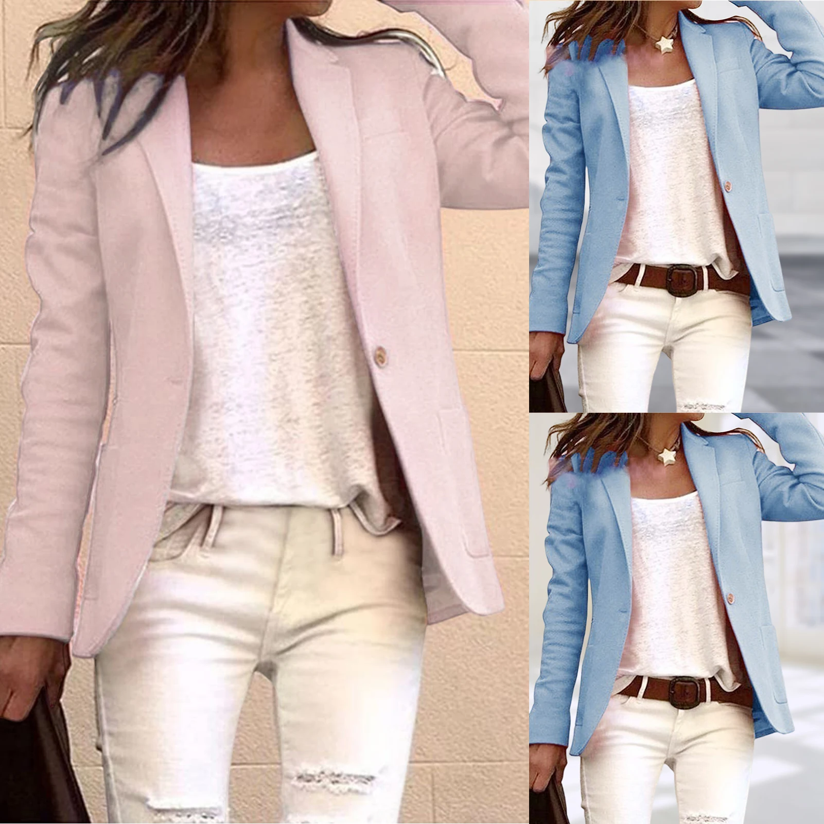 

Womens Blazer Candy Color Open Front Cardigan Office Jackets Long Sleeve Casual Blazer Outfits Daily Wear Vintage Women Coat