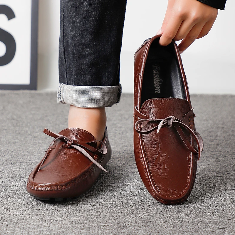 Spring Luxury Brand Loafers Soft Sole White Casual Shoes Designer Soft Leather Versatile Fashion Business Driving Leather Shoes 4