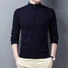 100% Soft Cashmere Men's Clothing Sweater Half-High Zipper Pullover Autumn Winter Warm Basic Knitted Jumper Pull Homme 2