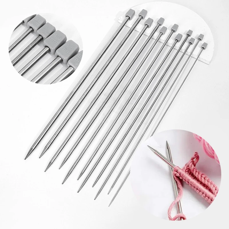 22Pcs Stainless Steel Knitting Needles 2 mm-8 mm Straight Single Pointed  Crochet Hook Sets 25/35cm Sweater Needles for Knitting - AliExpress