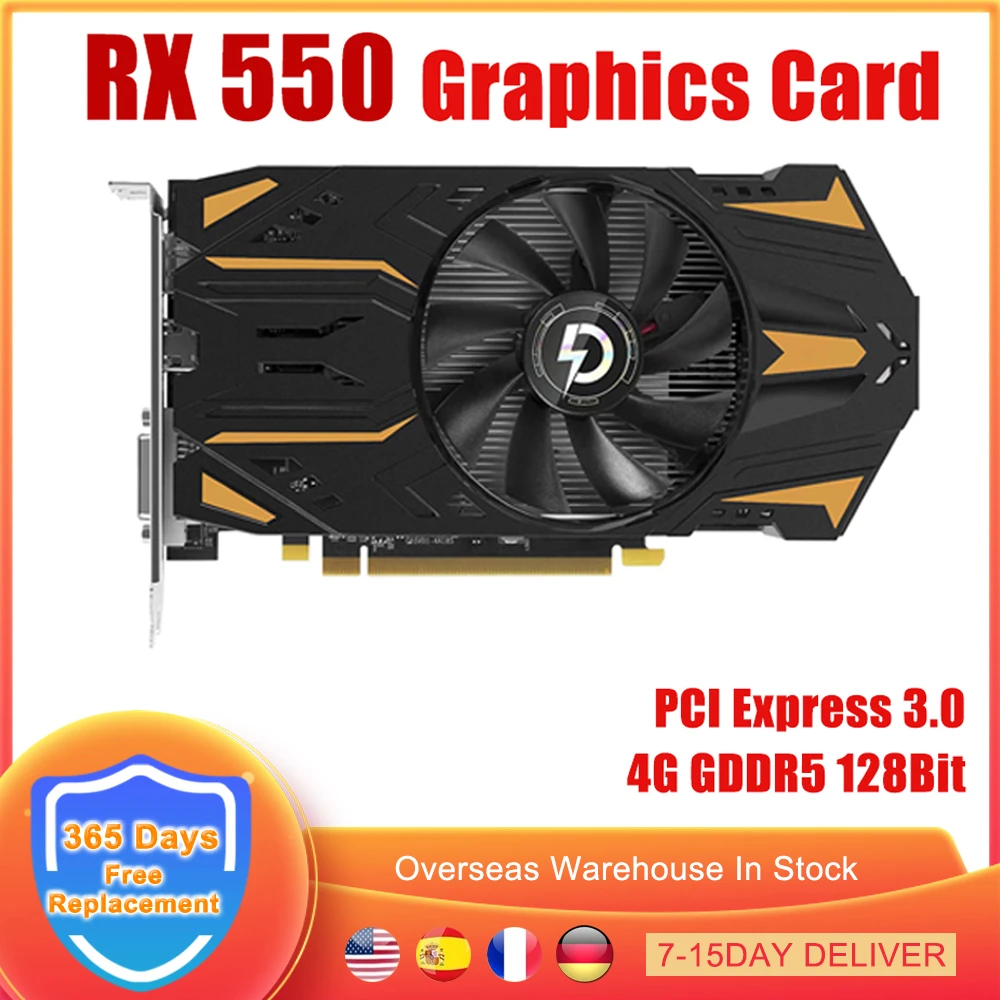 RX550 Graphics Card 2/4G 128Bit GDDR5 PCIE PCI-E3.0 X16 HD DP DVI Computer Video Card For AMD Radeon PC 4gb RX 550 128 Bit GPU graphics card for desktop
