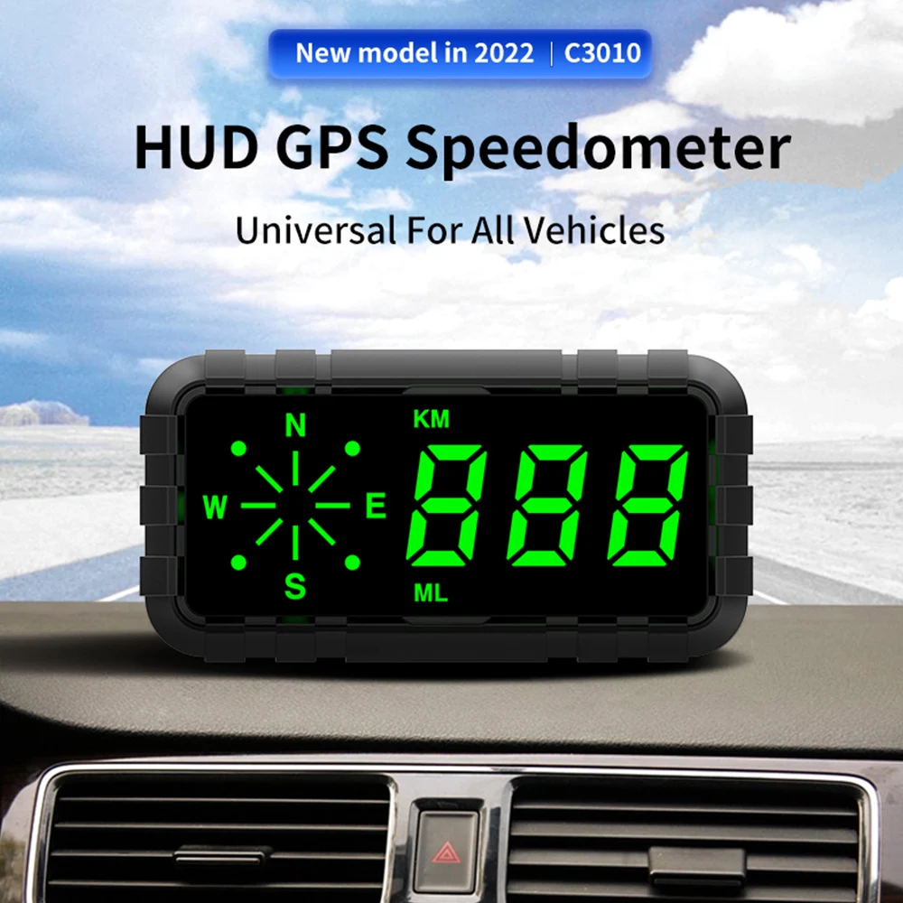 HUD Coche Parabrisas Pantalla Velocímetro GPS - Velocímetro Digital Con Brújula Y Reloj, 7 Colores Conmutables
