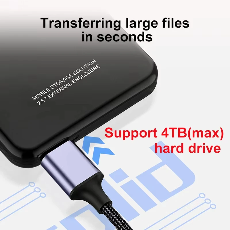 2 in 1 타입-C to 마이크로-B USB 3.0 5Gbps 하드 디스크 데이터 케이블, 하드 드라이브, 삼성 노트 3 및 S5에 적합
