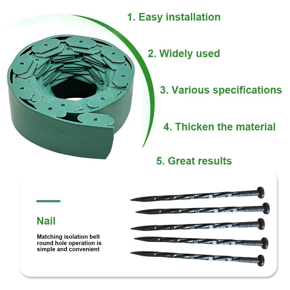 【Breeins】Landscape Edging Length No Digging Garden Edging Kit Include 15/30 Spikes, Premium Yard Edging Fence with One Spike p