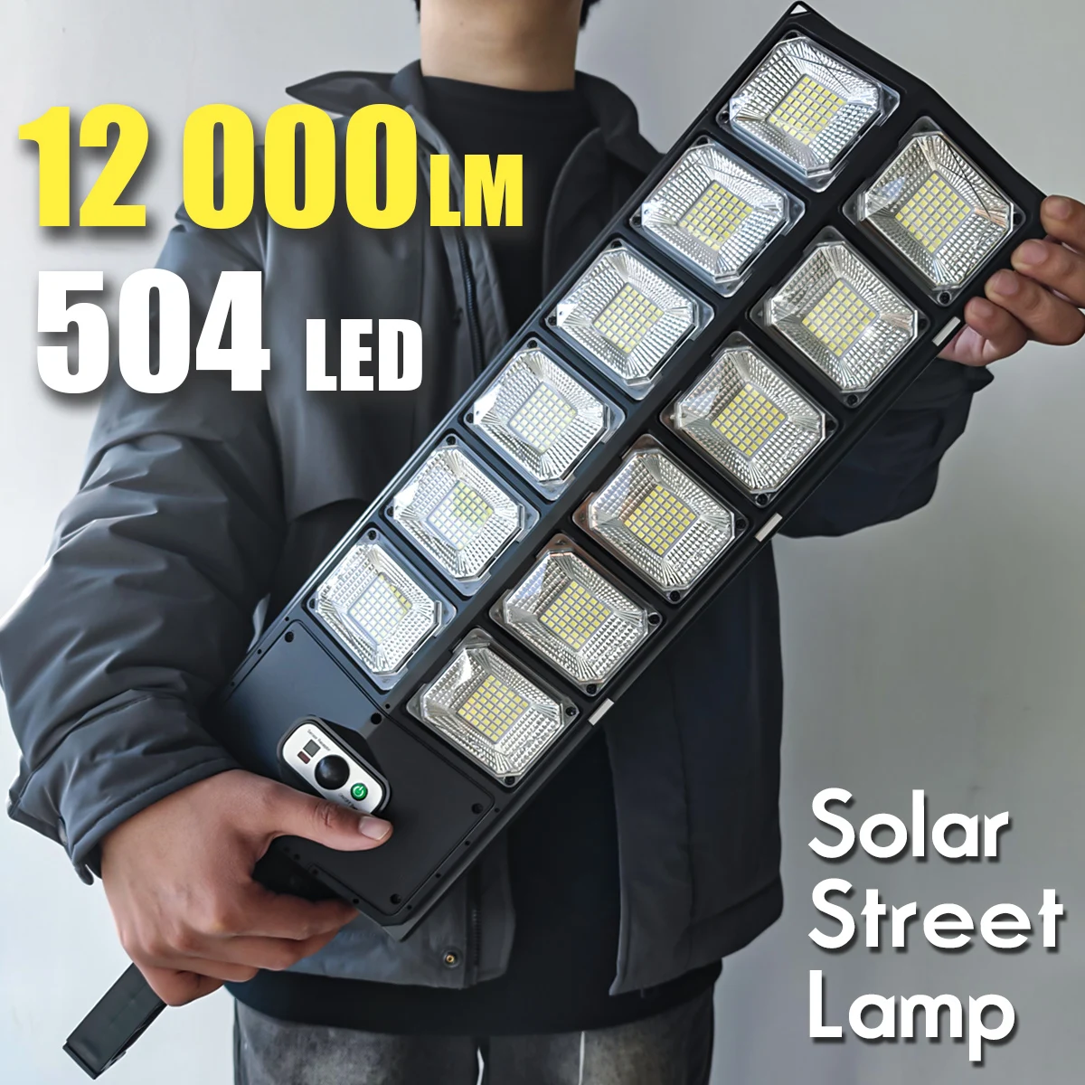 Luci Solari Da Esterno Con Telecomando, 350W Equivalenti, 480 LED, 30000LM, Batteria 15000mAh, IP65, Pannello Separato Con Cavo 5m, Per Giardino E Parcheggio - 2