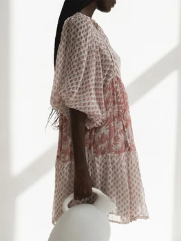 Women s Boho Style V-Neck Sleeveless Floral Print Maxi Dress with Ruffle Hem and Tie Waist Belt for Summer Beach Party Casual 5