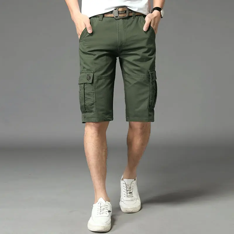 

Casual Short Men Summer Military Mens Cargo Shorts Fanshion Multi Pocket Cargo Shorts Men Cotton Solid Knee Length Straight T141