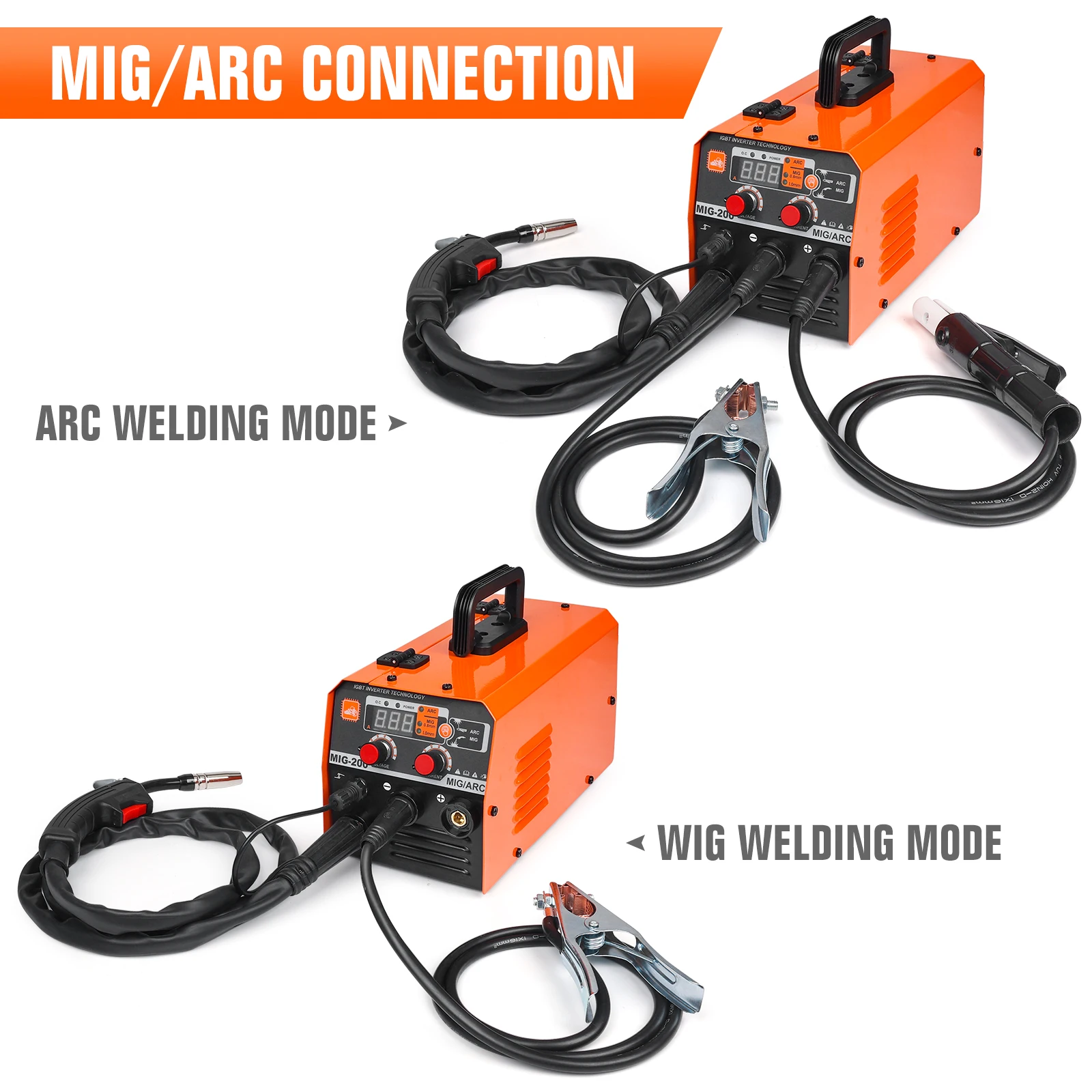 220V 2 IN 1 MIG200 Professional Thin Plate Electric Inverter DC MIG Welder No Gas Welding And ARC MMA Welding Machine Equipment
