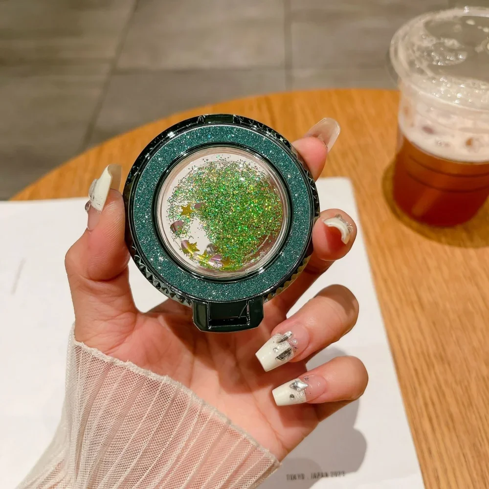 360° drehbarer Bling Treibsand-Beschichtungs-Fingerringhalter, modischer Glitzer-Ständer, Griff für Handy-Rückseite, Aufkleber, Steckdosenhalterung – Detail 8