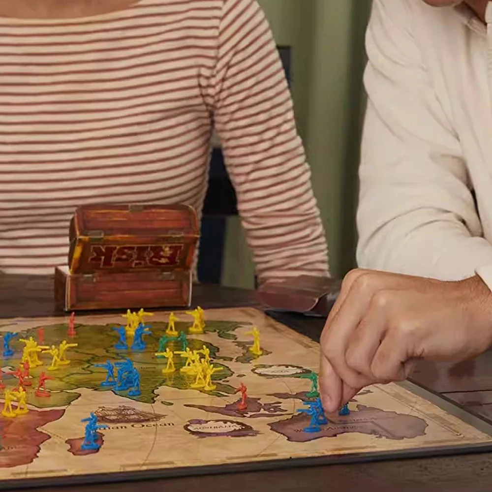 Classic Risk Interactive Card Table Game 1 Risk-Strategic Conquest Game -2 to 5 Players-Family Checkerboard -1 Year Old