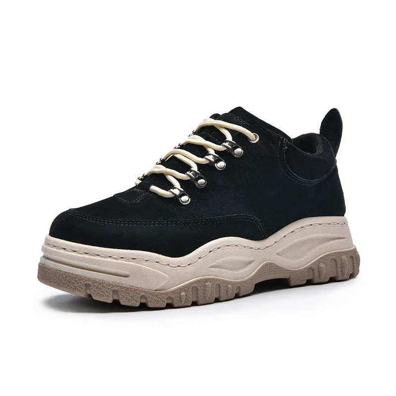 Frosted Leather New Men's Shoes Thick-soled Comfortable Student Sports Shoes Lace-up Sneakers Fashion Short Boots Luxury Shoes 5