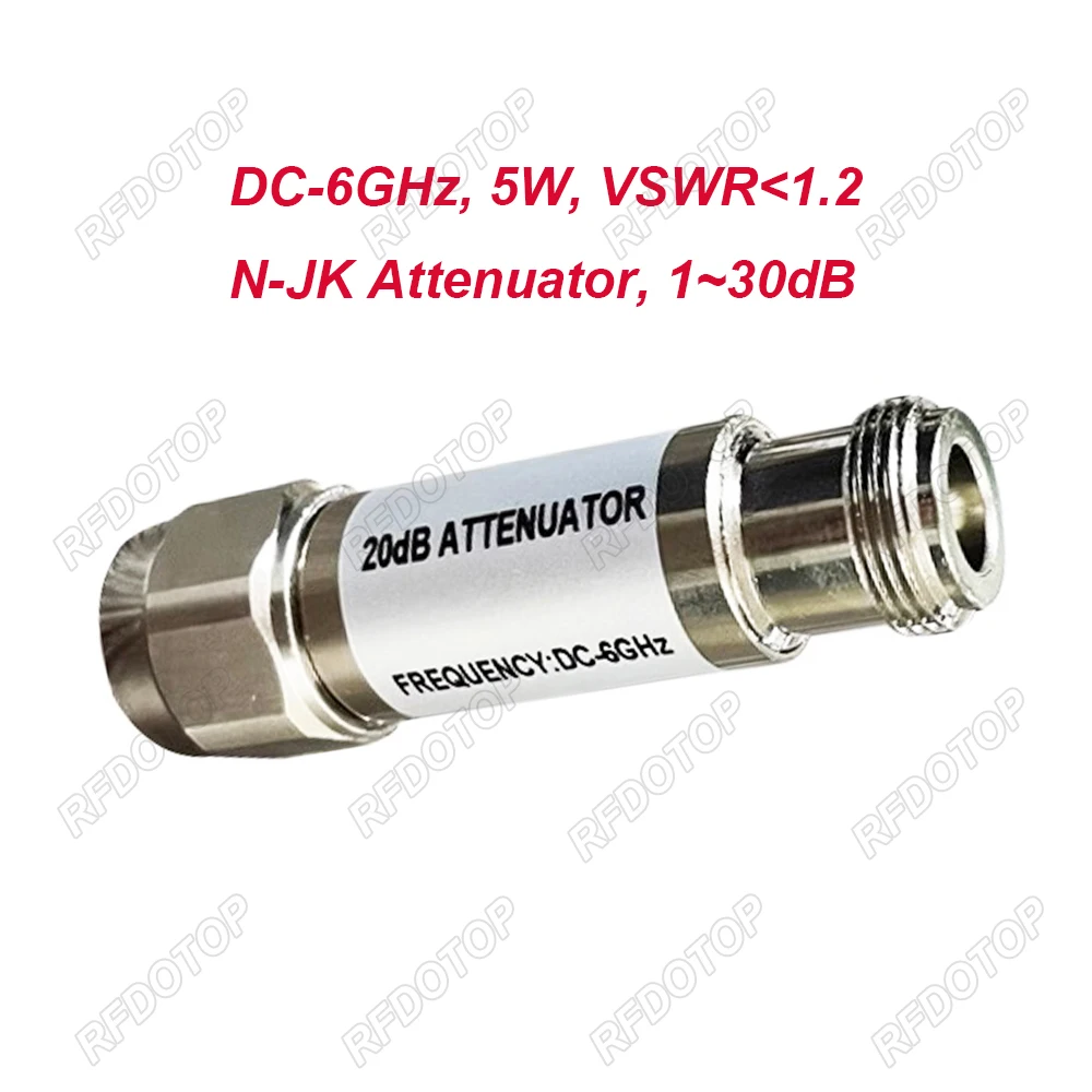 Conector do Atenuador tipo n Dc6ghz 5w 10 15 20 30db Macho ao Conector Fêmea de n Atenuador Coaxial rf Vswr 12 50 Ohms