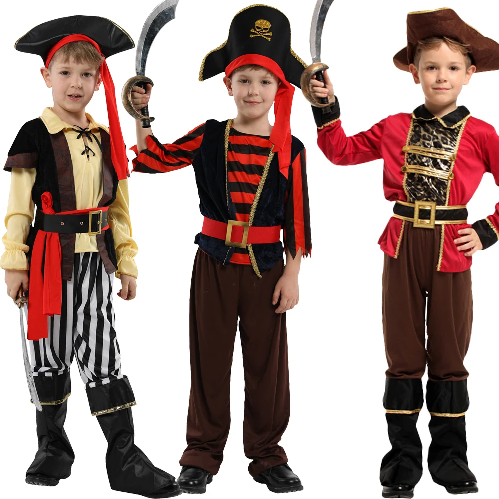 

Purim Costume Pirate for Kids Deluxe Cute Boy Girl Carnival Children Pirates of The Caribbean Clothing No Weapon