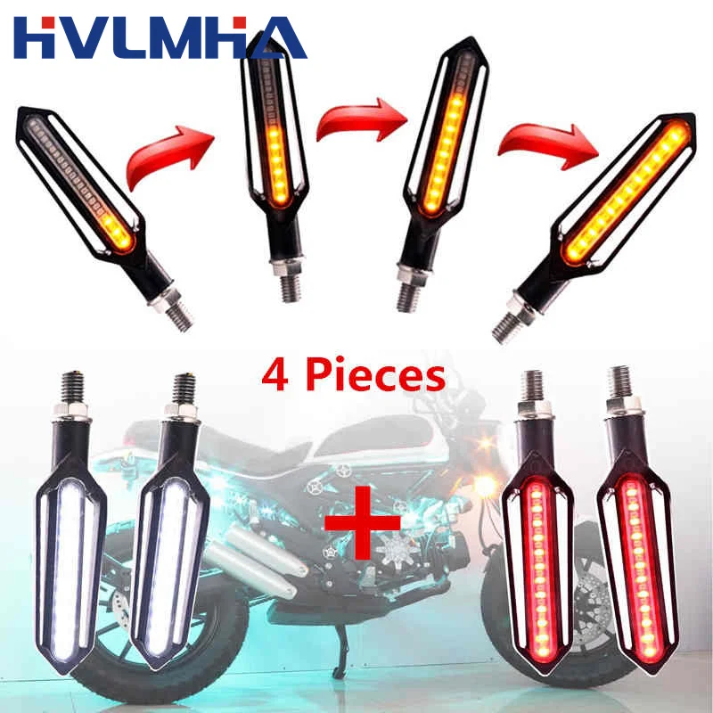 Flow Pattern LED 12V Lights for Motorcycles Turn signal Indicator with Brake Lig