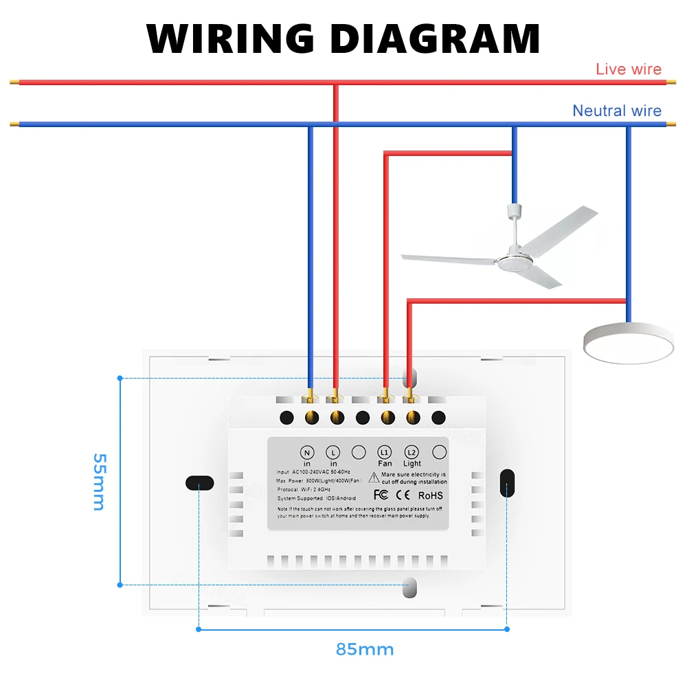 Smart WiFi Touch Switch Fan Speed Control