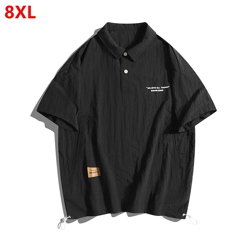 Men's summer work short-sleeved t-shirt plus size casual solid color polo shirt loose oversize t-shirts