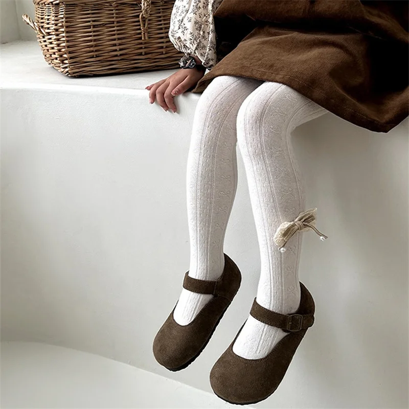 Lawadka Children's Tights For Girls Elegant Bow Baby Girls Tights Autumn Winter Soft Kids Tight Dancing Pantyhose 2-8Y Leggings