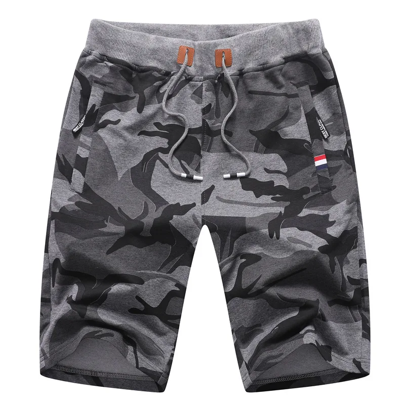 Summer Men's Camouflage Capris Fashion Knitted Sports Shorts Oversized Beach Pants Cotton Casual Middle Pants Thin Breeches