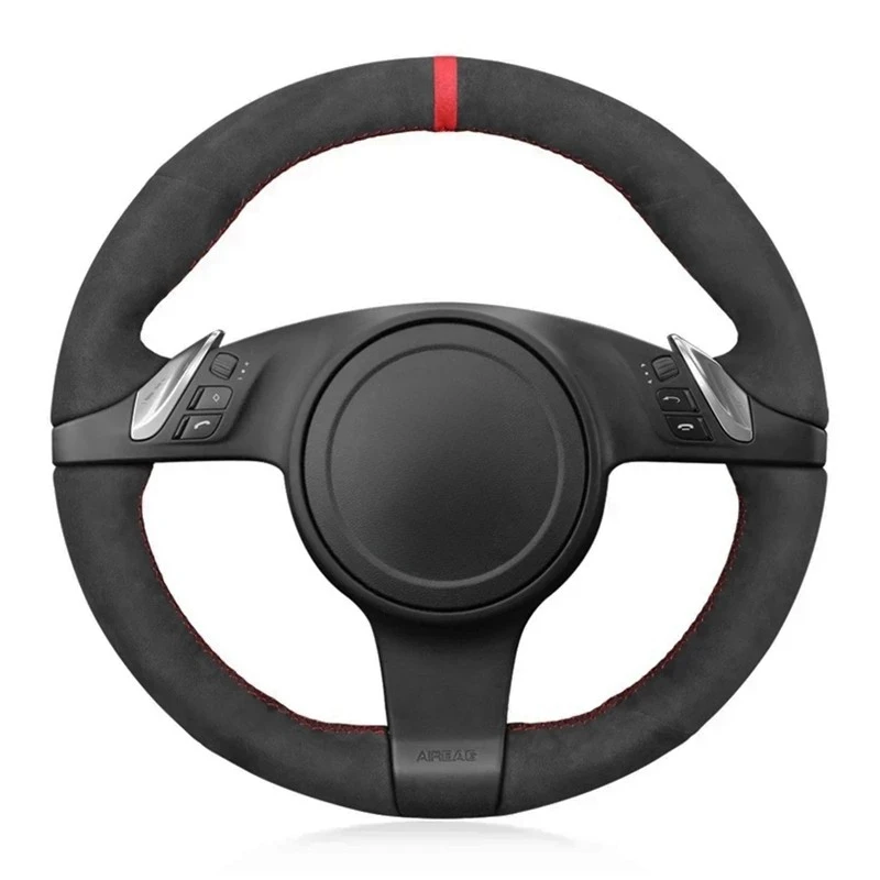 

Suede Car Steering Wheel Cover For Porsche 911 991 Boxster 981 Cayman Cayenne Panamera 2009 2010 2011-2015 2016 Car Accessories