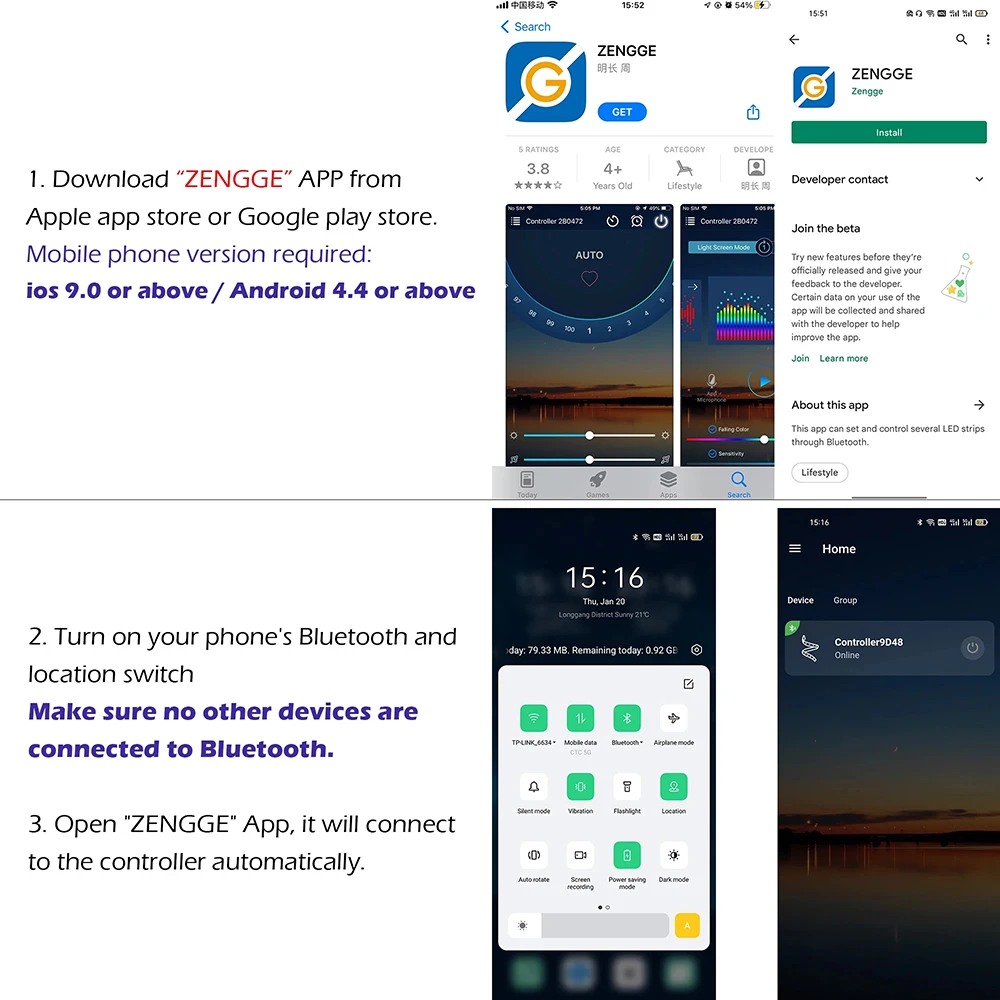 وحدة تحكم RGB صغيرة بلوتوث USB تيار مستمر 5 فولت 1...
