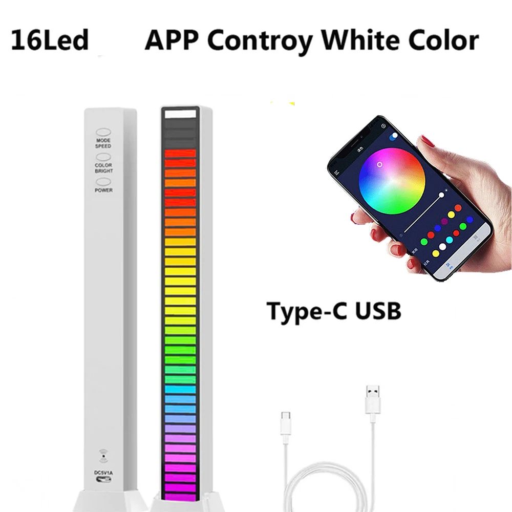 best night light FTOYIN Creative RGB Music Sound Light Bar 5V USB 16/32Led App Control Led Music Rhythm Night Lights Pickup Voice  Ambient Light dinosaur night light Night Lights