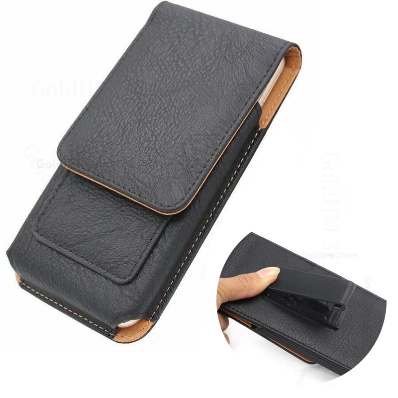 Universal Leather Phone Pouch with Belt Clip and Card Holder