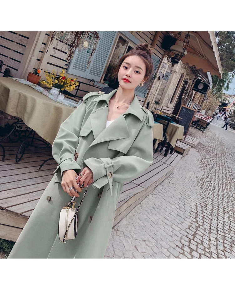 black puffer coat Fashion New Khaki Pink Trench Coat For Women Double-Breasted Long Duster Coat With Belt Lady Windbreaker Spring Autumn Outerwear north face parka