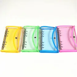 Carnet de notes A6 en PVC à feuilles mobiles, couverture à paillettes, 6 anneaux, reliure, Agenda, coquille, papeterie scolaire et de bureau 
