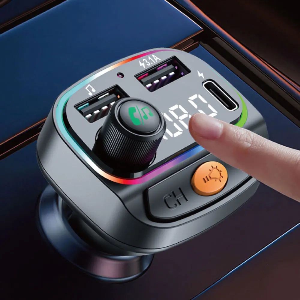 Transmetteur Bluetooth FM Pour Voiture - WE - 2 Ports USB Charge Rapide - Connexion Mains Libres Et Musique - Écran LED - Noir
