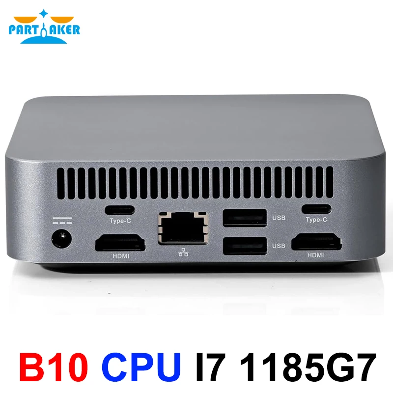 Partaker 미니 PC 인텔 코어 11 세대 i7 1185G7 윈도우 11 DDR4 RAM M.2 2280/2242 SSD 2 x HDMI2.0 2 x Tye-C 4 화면 출력 HTPC