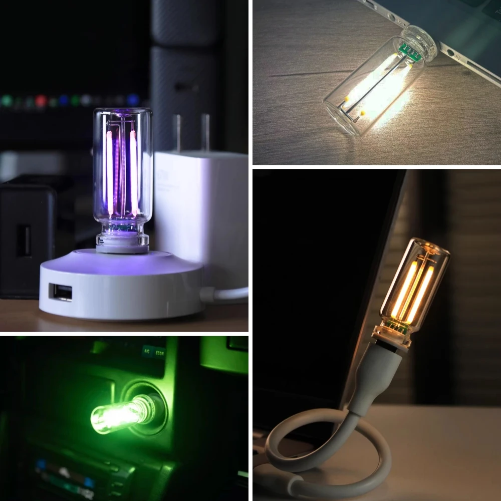 LED 터치 디밍 무드등 USB 필라멘트 유리 전구 5V 레트로 에디슨 전구 자동차 장 백열등 눈 보호 조명
