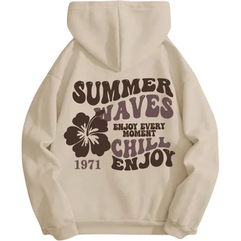 بلوفر عالي الجودة للترفيه على الموضة لعام 2025 مع طباعة حروف كاجوال بأكمام طويلة وجيب برباط