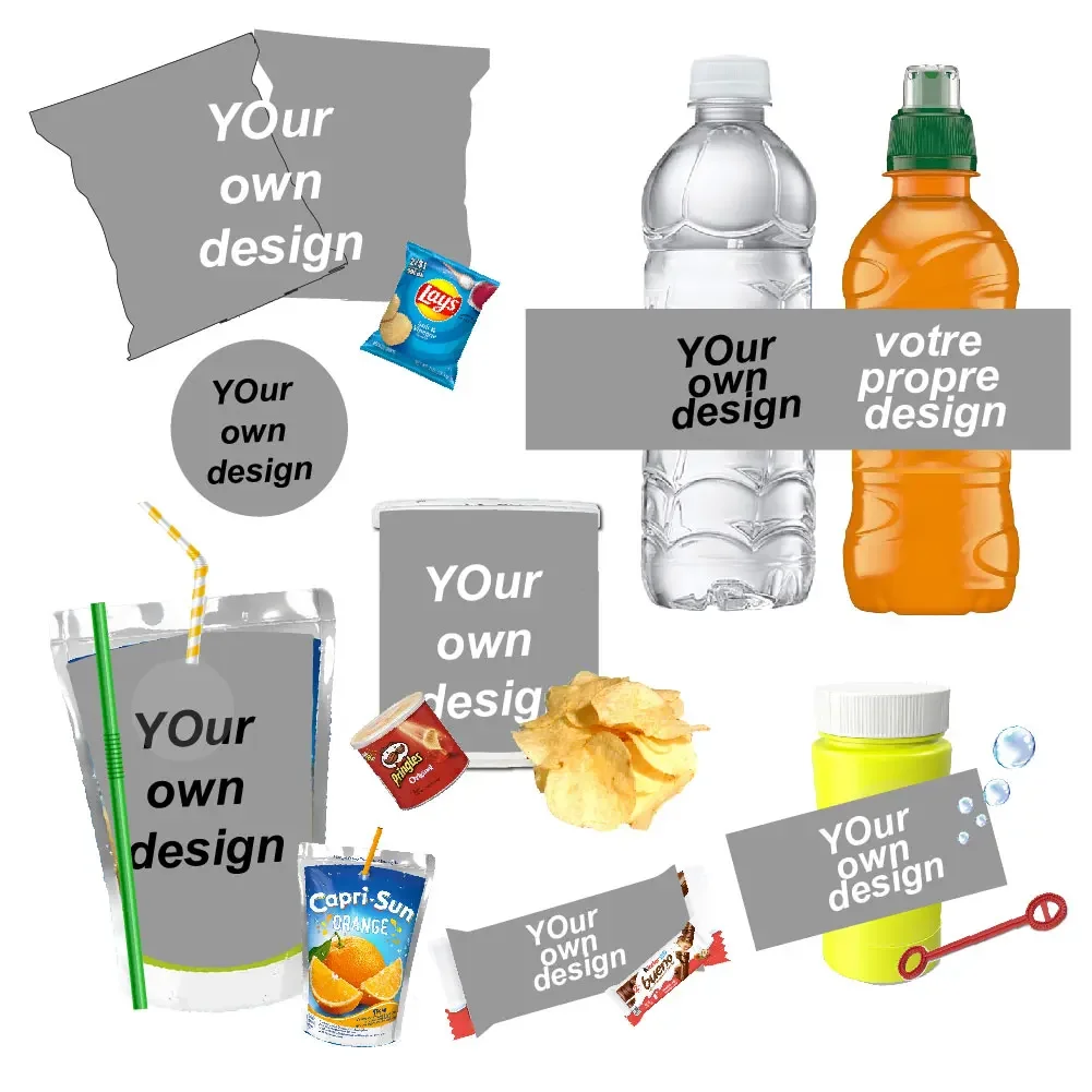 

Design Your Own Image Capri Sun Juice Pouch Labels Waterproof Water Bottle Candy Wrapper Favor Bag Sticker Birthday Decor