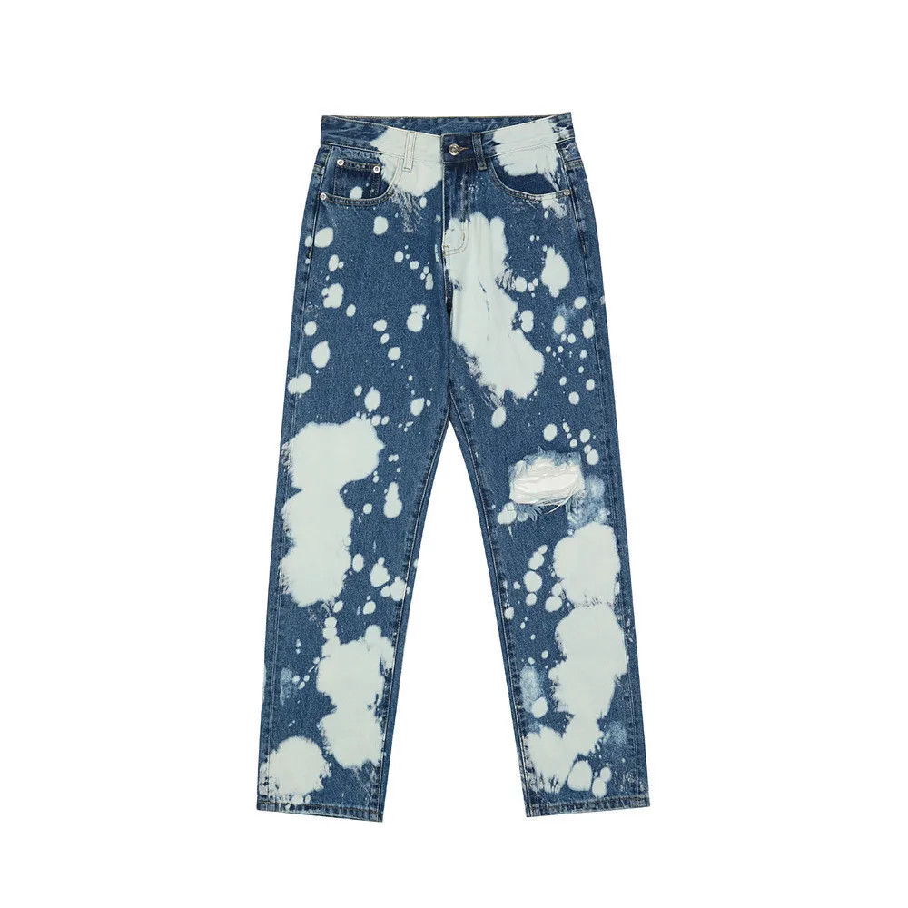 

Fashion High Street Y2K Washed Old Distressed Jeans Men's Retro Trendy Brand Pants Casual Loose Trousers Straight Jeans For Men