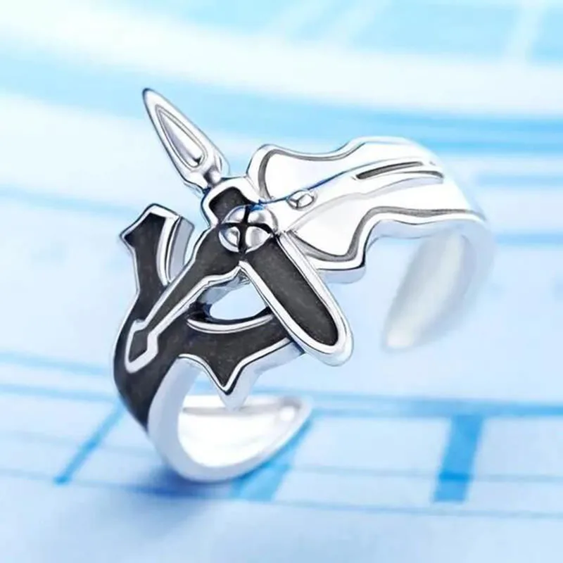 Couples Rings Sword Art Online Retro Kirito Asuna Cross Metal Men and Women