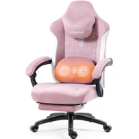 Dowinx Gaming Chair with Heated Massage Lumbar Support, Breathable Fabric Office Chair with Pocket Spring Cushion and Footrest, 1