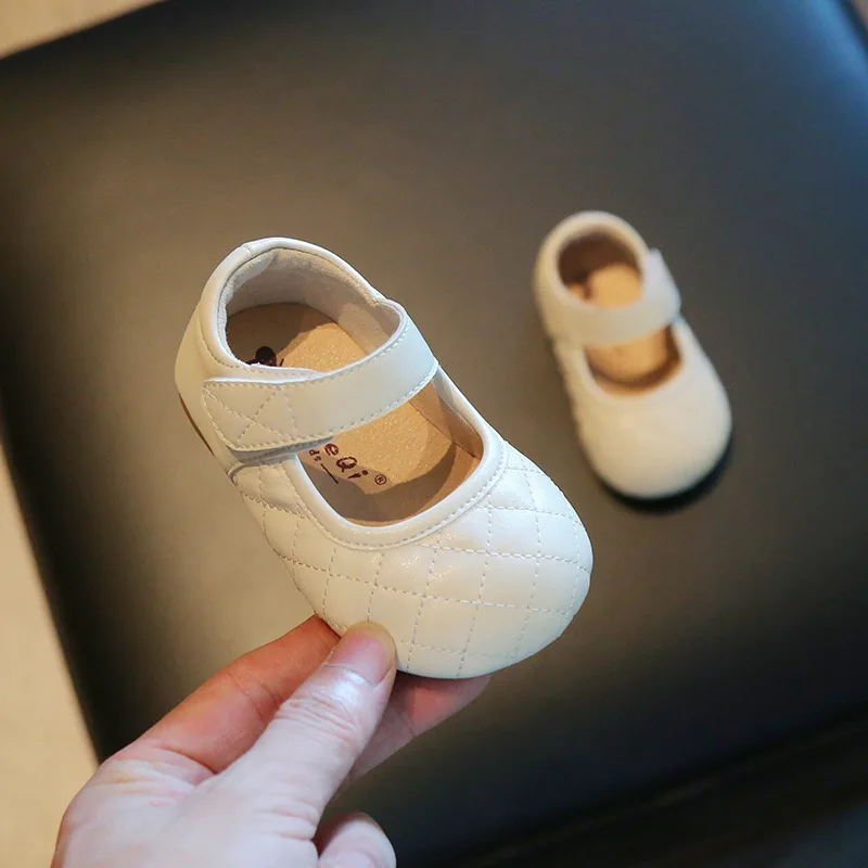 

Spring Autumn Baby Girls Princess Shoes Pu Leather Girl Leather Shoes Children's Flats Beige Color Shallow Mary Janes