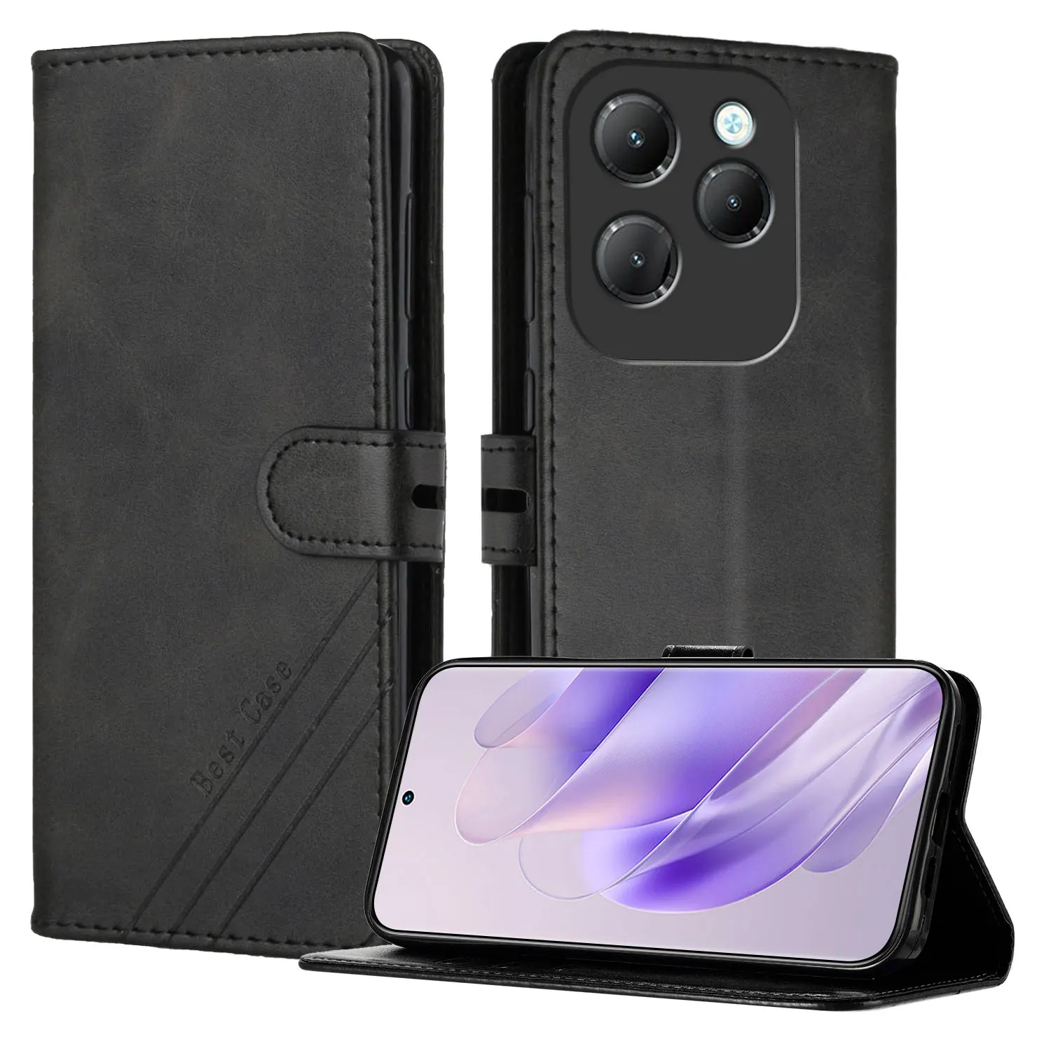 Leather Flip Case with Magnetic Stand and Wallet Functionality - Versatile Phone Cover