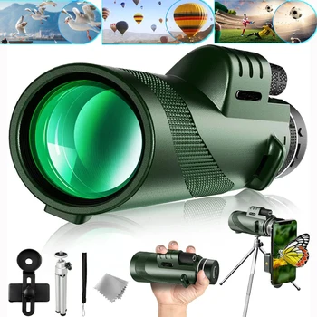 장거리 HD 단안 망원경, 강력한 쌍안경, 야외 조류 관찰, 야간 투시경, 사냥 여행용, 40x22