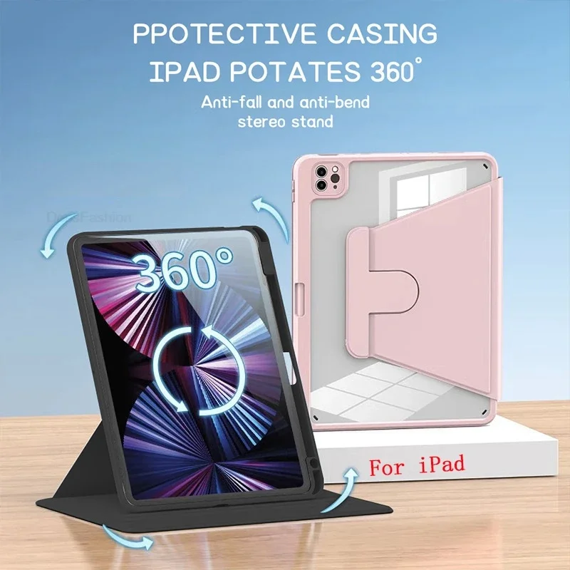 Shockproof Rotating iPad Case with Pencil Holder