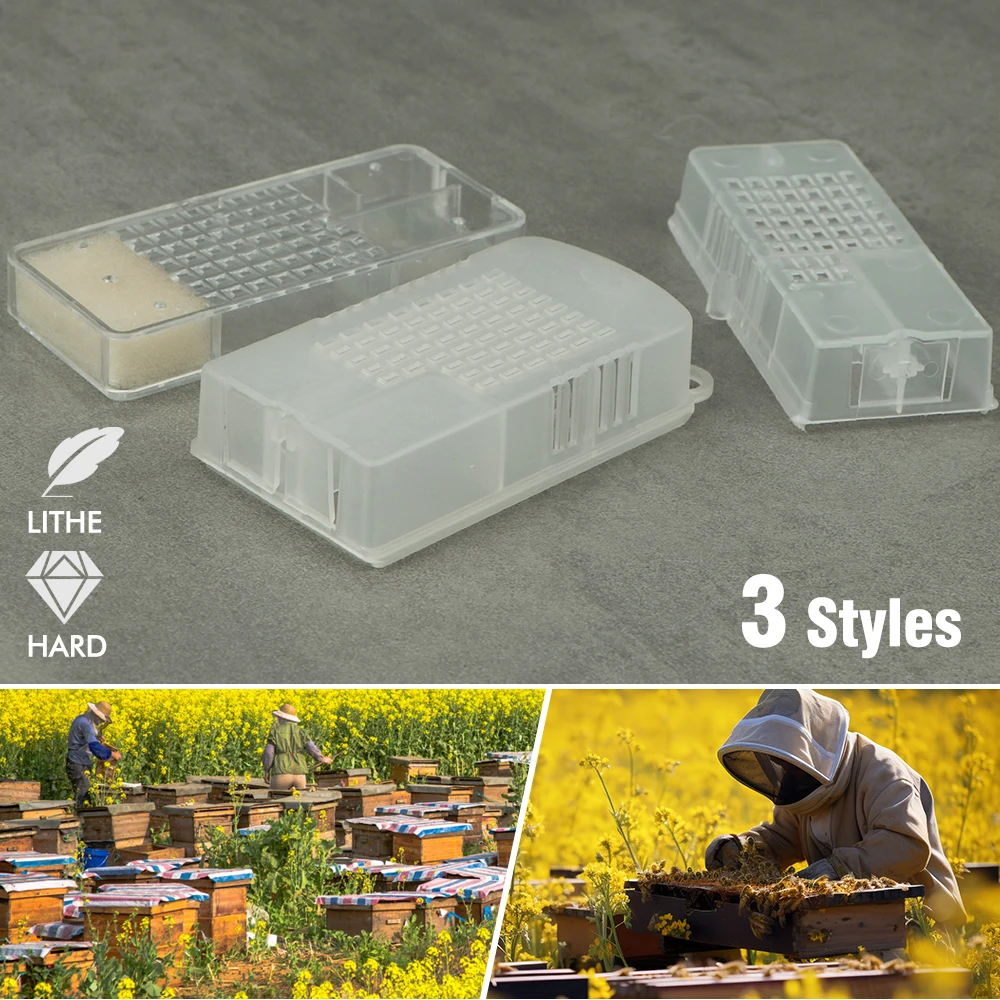 3 styles Beekeeping Transport Cage Queen House Beehive with Sponge Bee House White Transparent Plastic Box Beekeepers Equipments